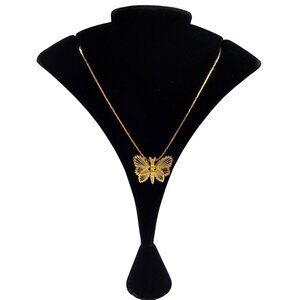 Monet Womens Gold Tone Butterfly Pendant Necklace Chain Delicate Jewelry